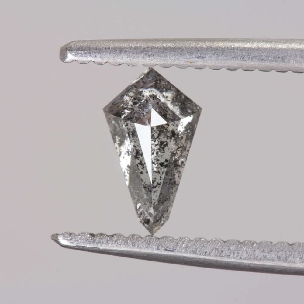 0.65ct SALT AND PEPPER KITE SHAPE ROSE CUT DIAMOND LOOSE RUSTIC NATURAL 2/3ct