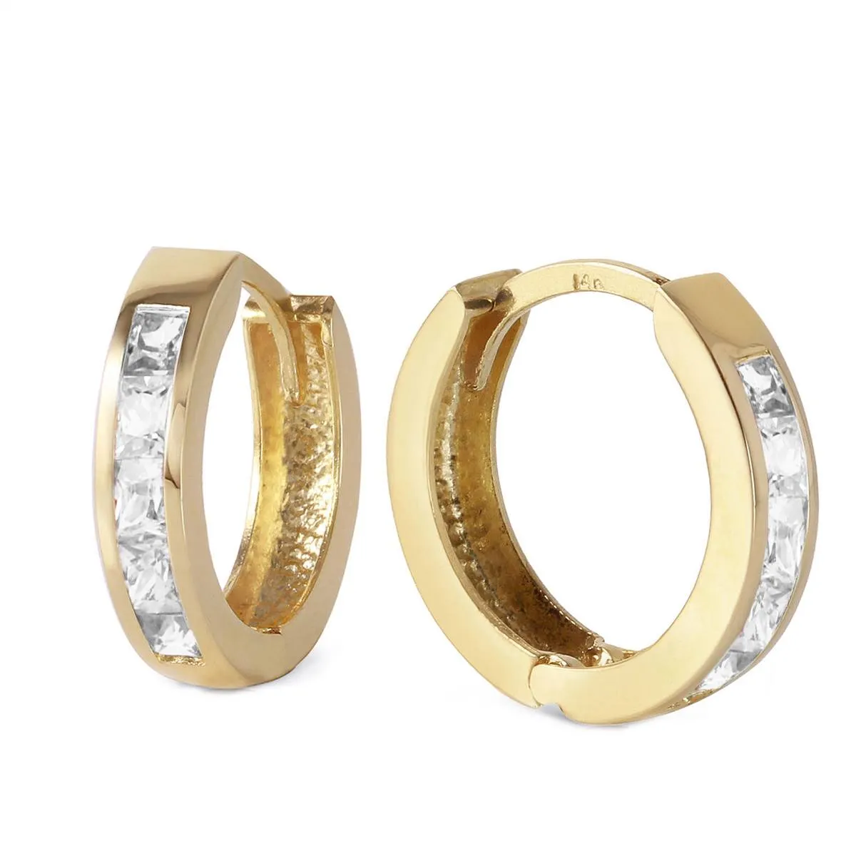 1.1 Carat 14K Solid Yellow Gold Cubic Zirconia Hoop Earrings