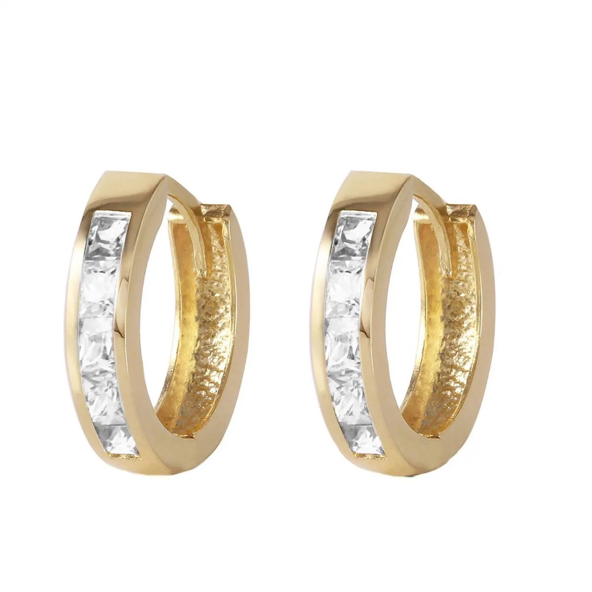 1.1 Carat 14K Solid Yellow Gold Cubic Zirconia Hoop Earrings