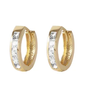 1.1 Carat 14K Solid Yellow Gold Cubic Zirconia Hoop Earrings