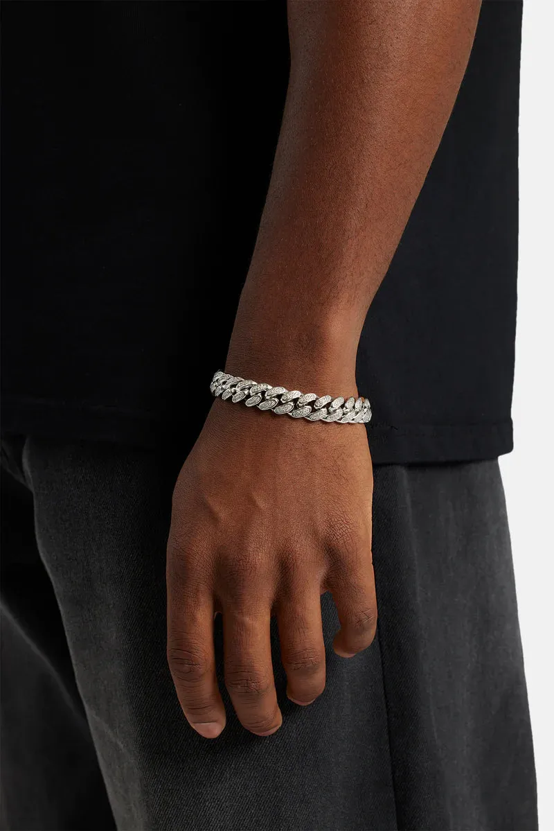 12MM ICED CUBAN LINK BRACELET - White Gold