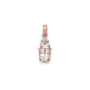 14 Karat Rose Gold Plated Morganite and White Topaz Pendant