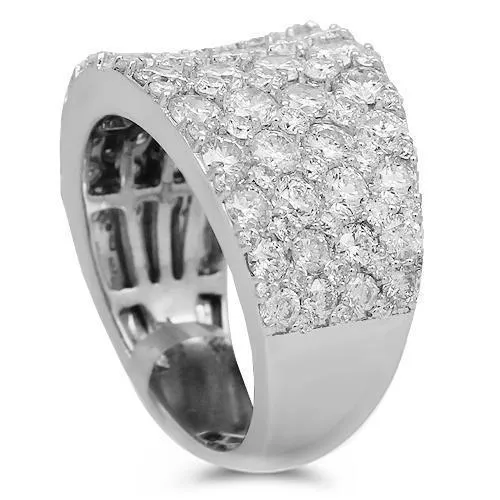 14K Solid White Gold Womens Diamond Cocktail Ring 4.44 Ctw