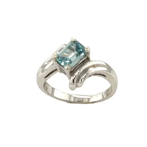 14k White Gold and Blue Topaz Ring