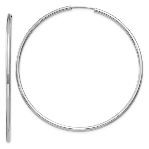 14K White Gold Polished Endless Hoop Earrings