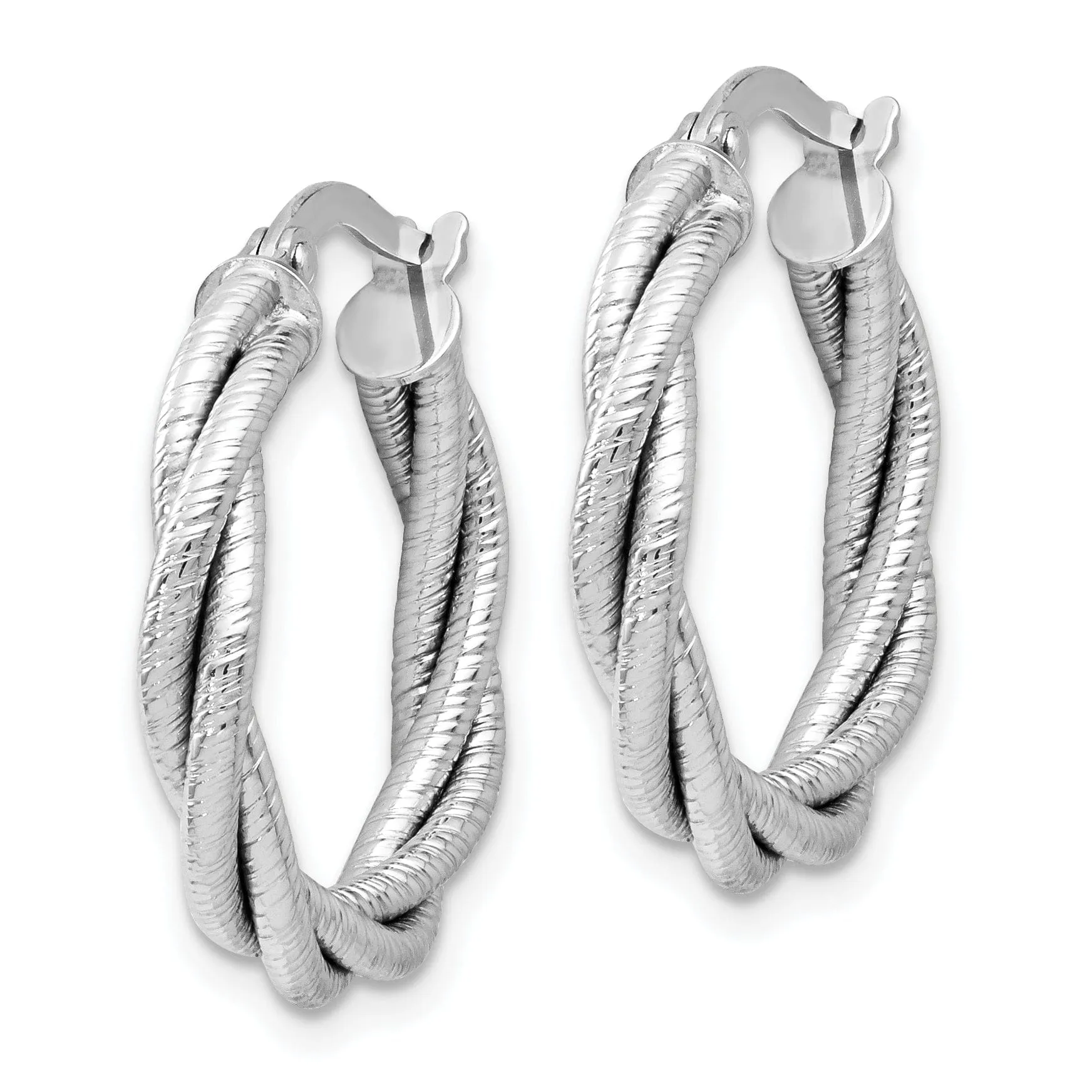 14k White Gold Triple Twist Hoop Earrings