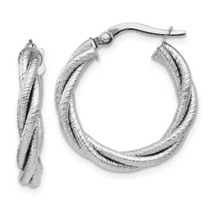 14k White Gold Triple Twist Hoop Earrings