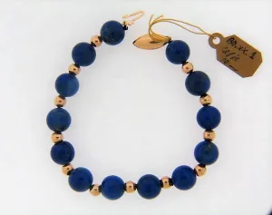 14K-YG LAPIS LAZULI BEAD BRACELET