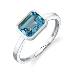 14KY EMERALD-CUT BLUE TOPAZ RING