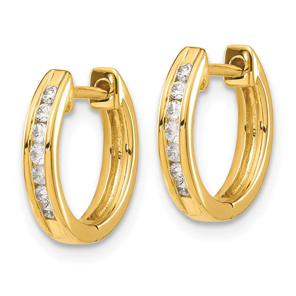 1/5 CTW Diamond Hoop Earrings in 14KT Yellow Gold