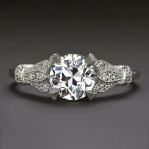 1.52ct CERTIED OLD CUT DIAMOND ENGAGEMENT RING VINTAGE INSPIRED WHITE GOLD 1.5ct