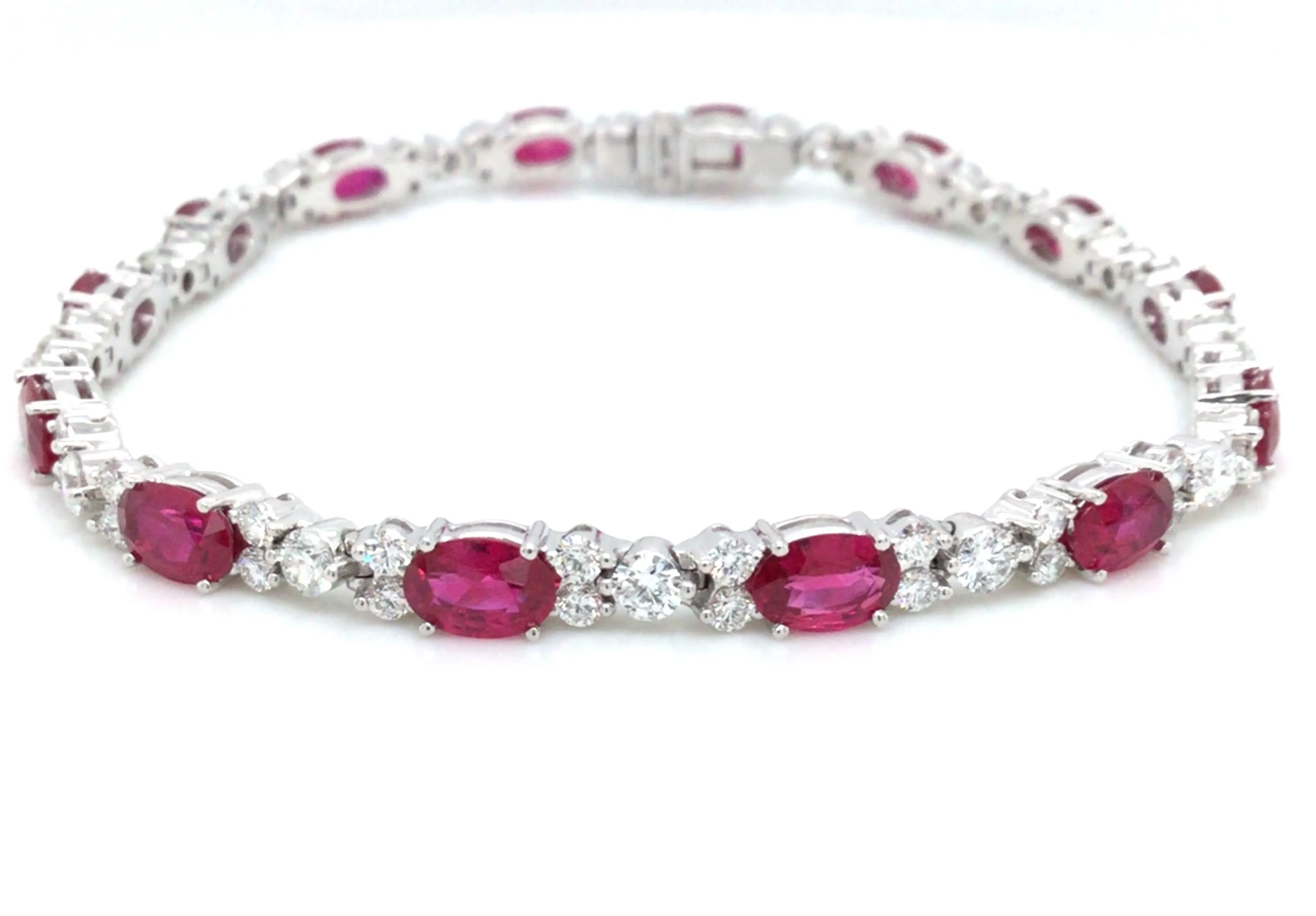 18K White Ruby and Natural Diamond Tennis Bracelet