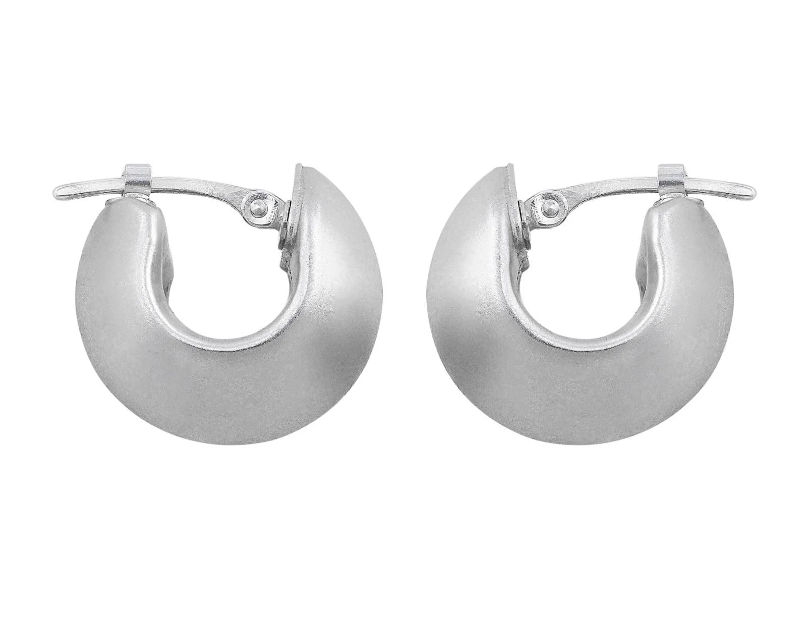 18kt White Gold Satin Finish Hoops