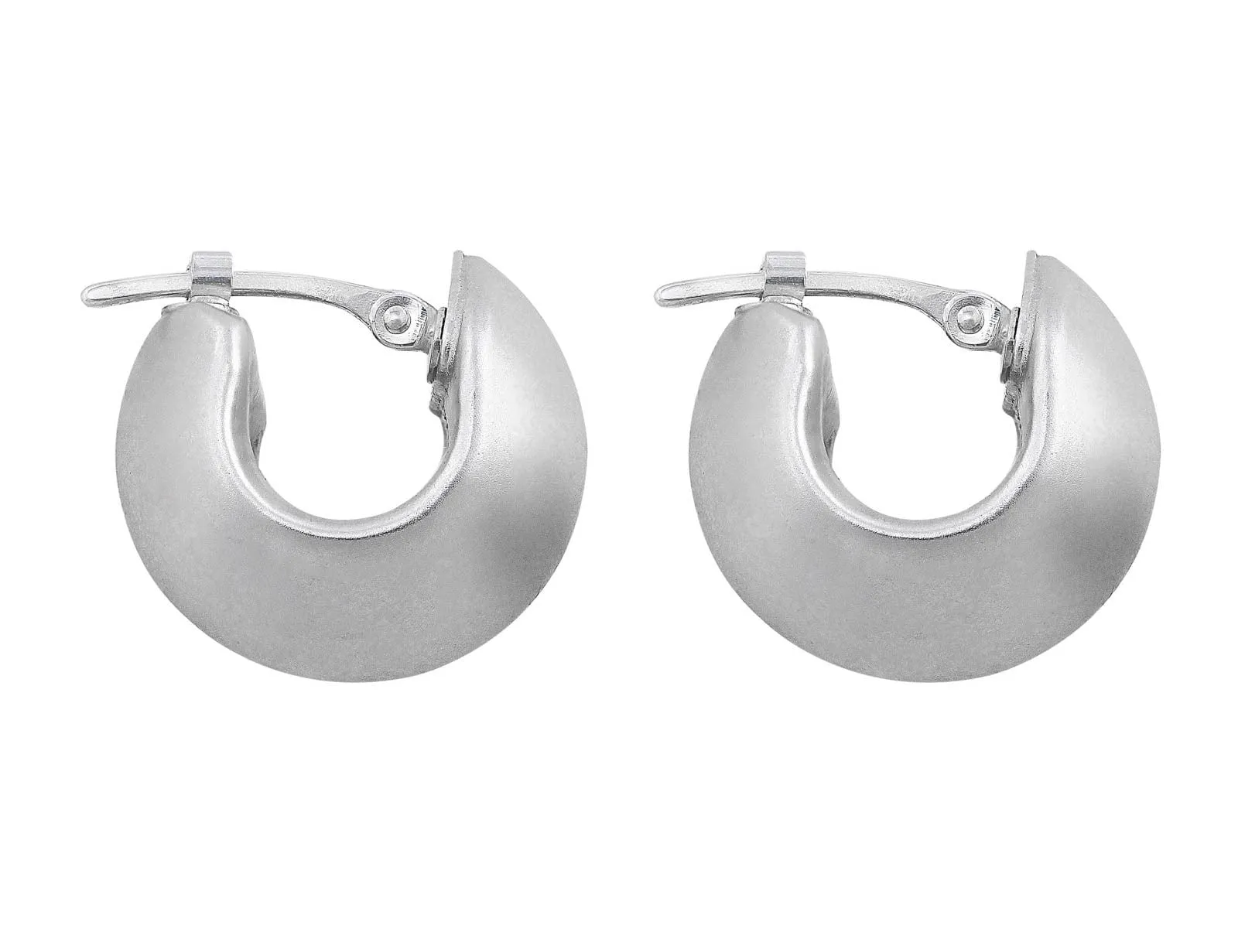 18kt White Gold Satin Finish Hoops