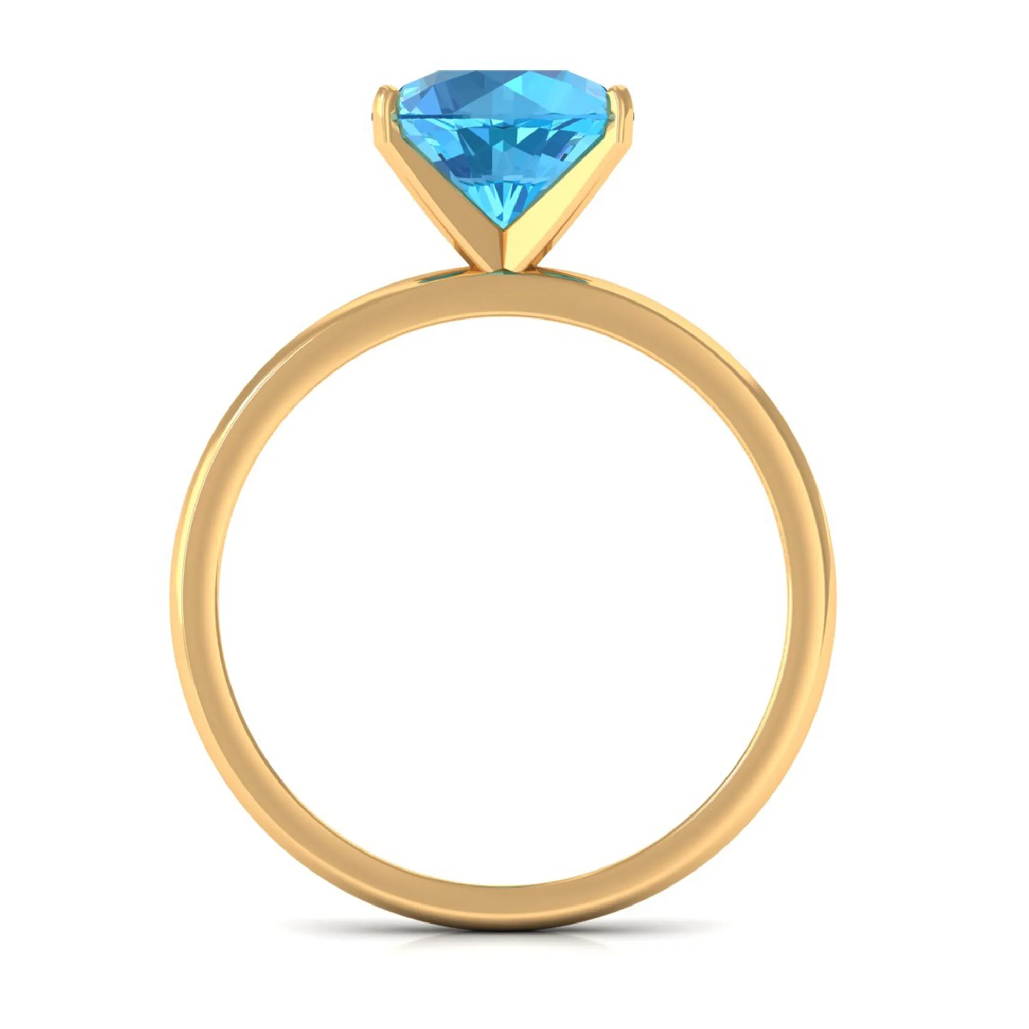 2 CT Round Cut Swiss Blue Topaz Solitaire Engagement Ring