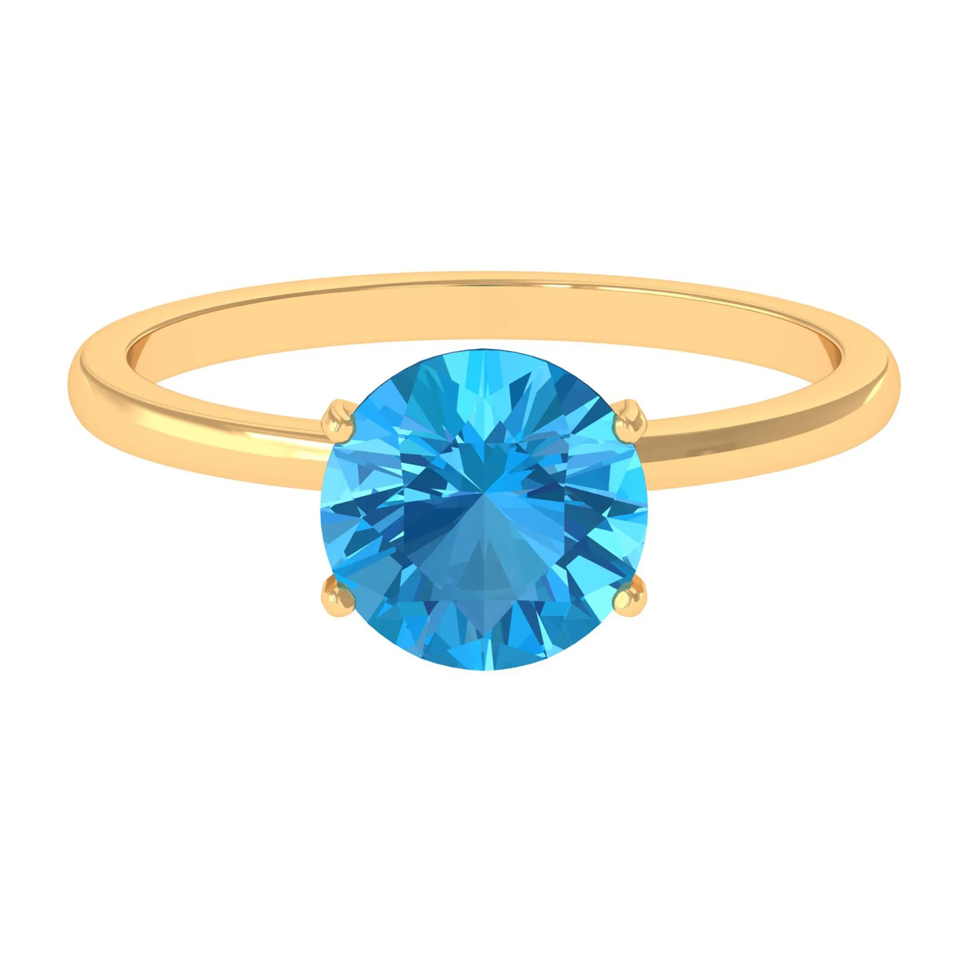 2 CT Round Cut Swiss Blue Topaz Solitaire Engagement Ring