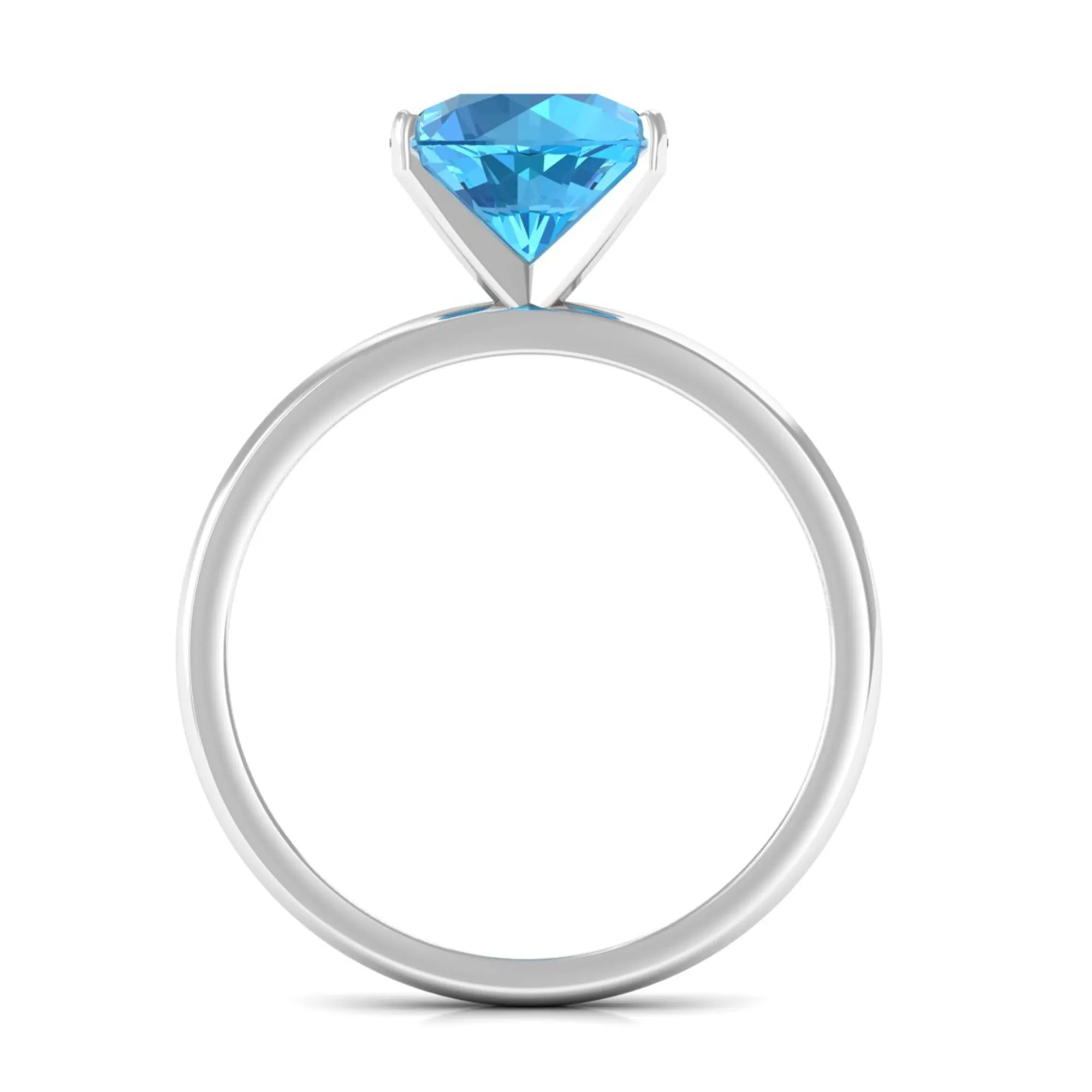 2 CT Round Cut Swiss Blue Topaz Solitaire Engagement Ring