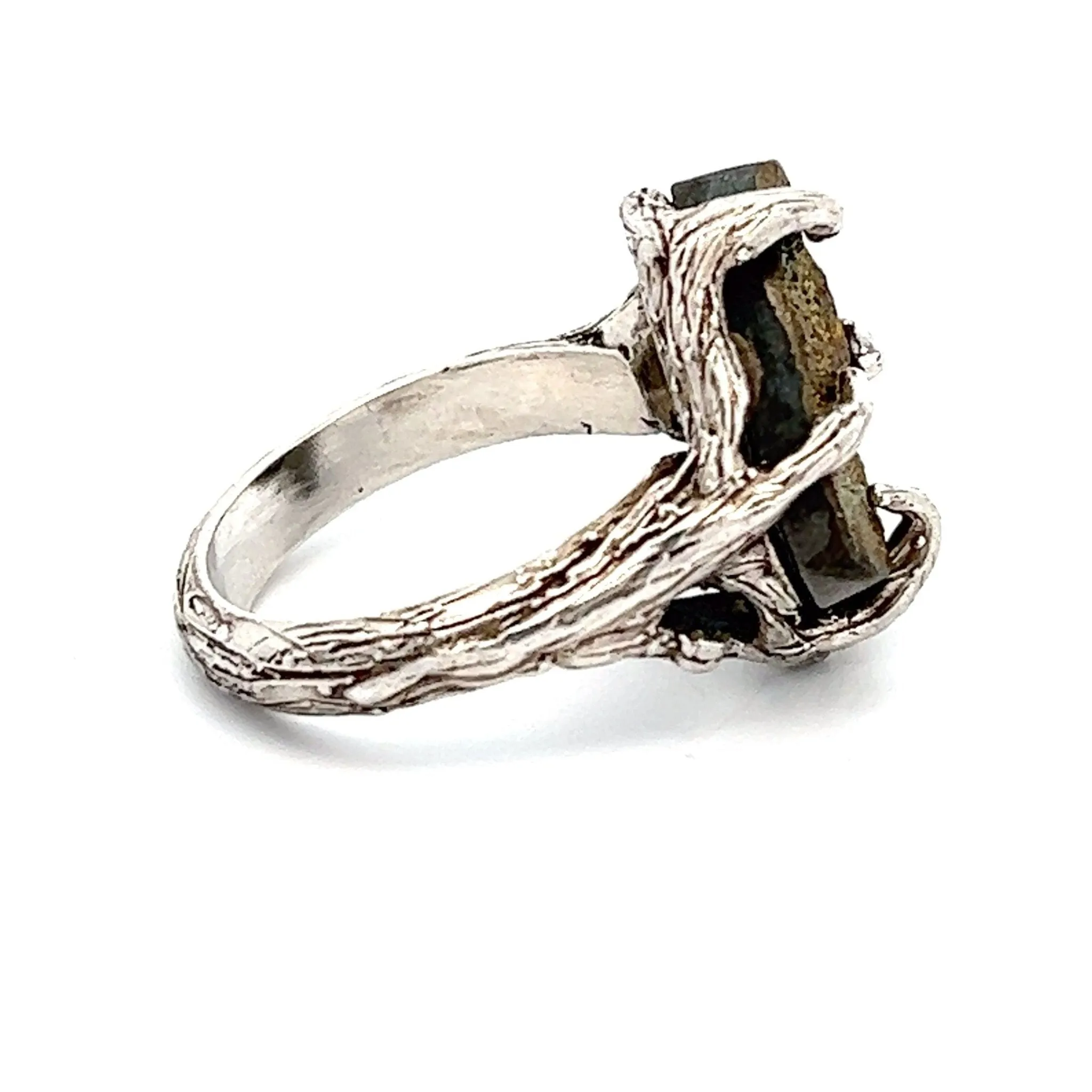 9 CT Pyrite Sterling Silver Tree Branch Ring