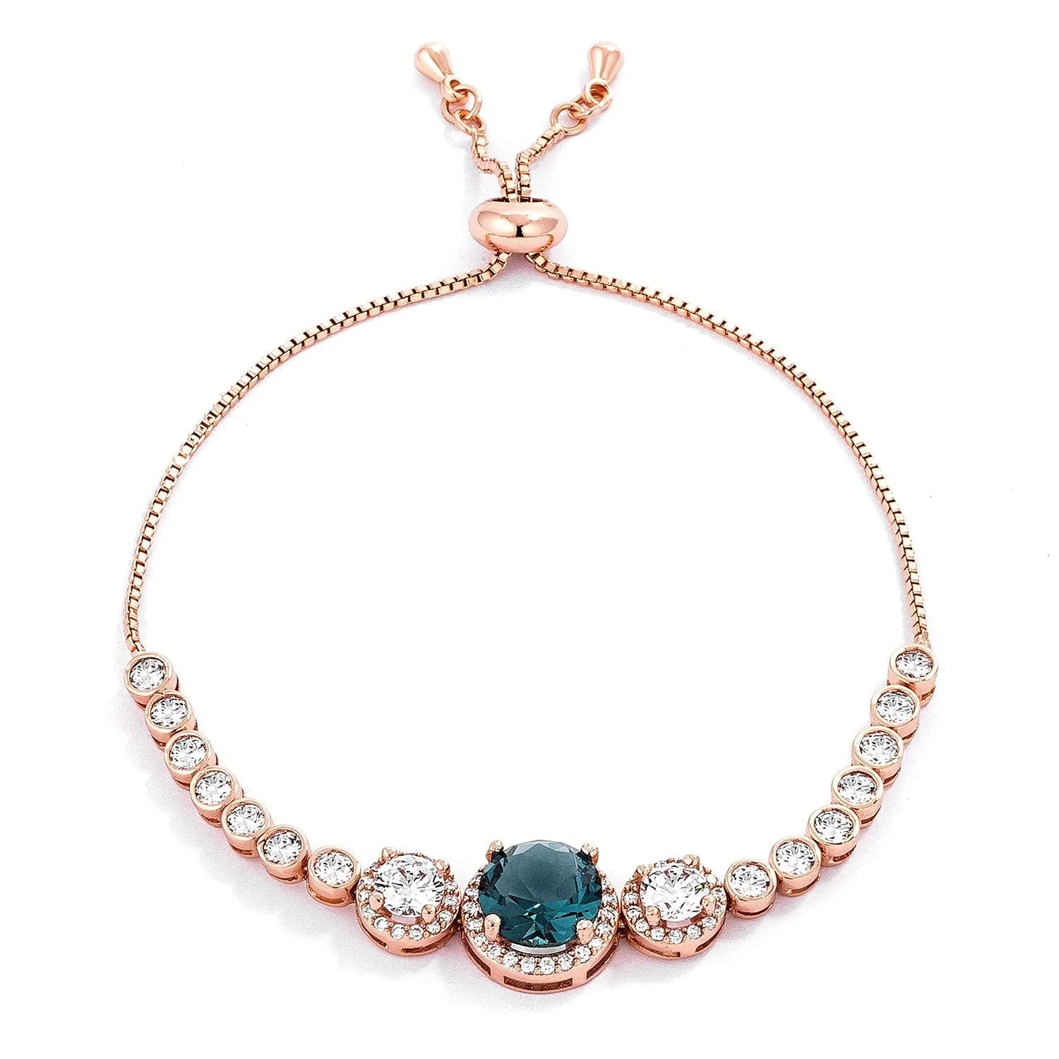 Abigail Pink Graduated CZ Bolo Slider Bracelet