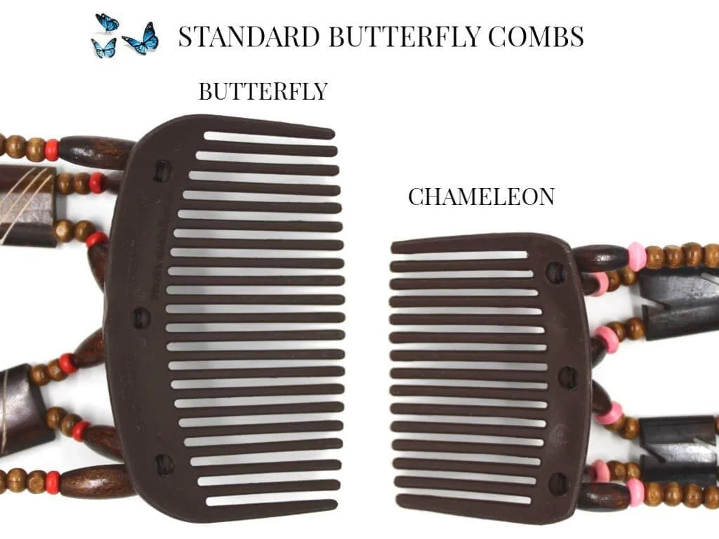 African Butterfly Chameleon Hair Comb - Beada Tube Clear 15