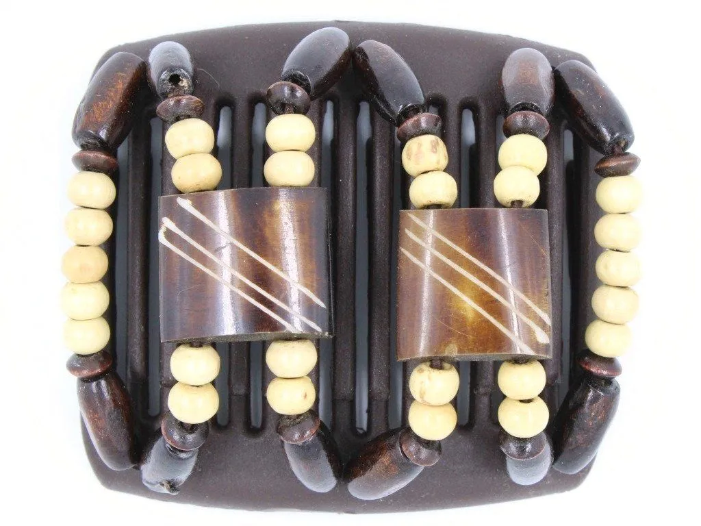 African Butterfly Chameleon Hair Comb - Stones & Bones Brown 18