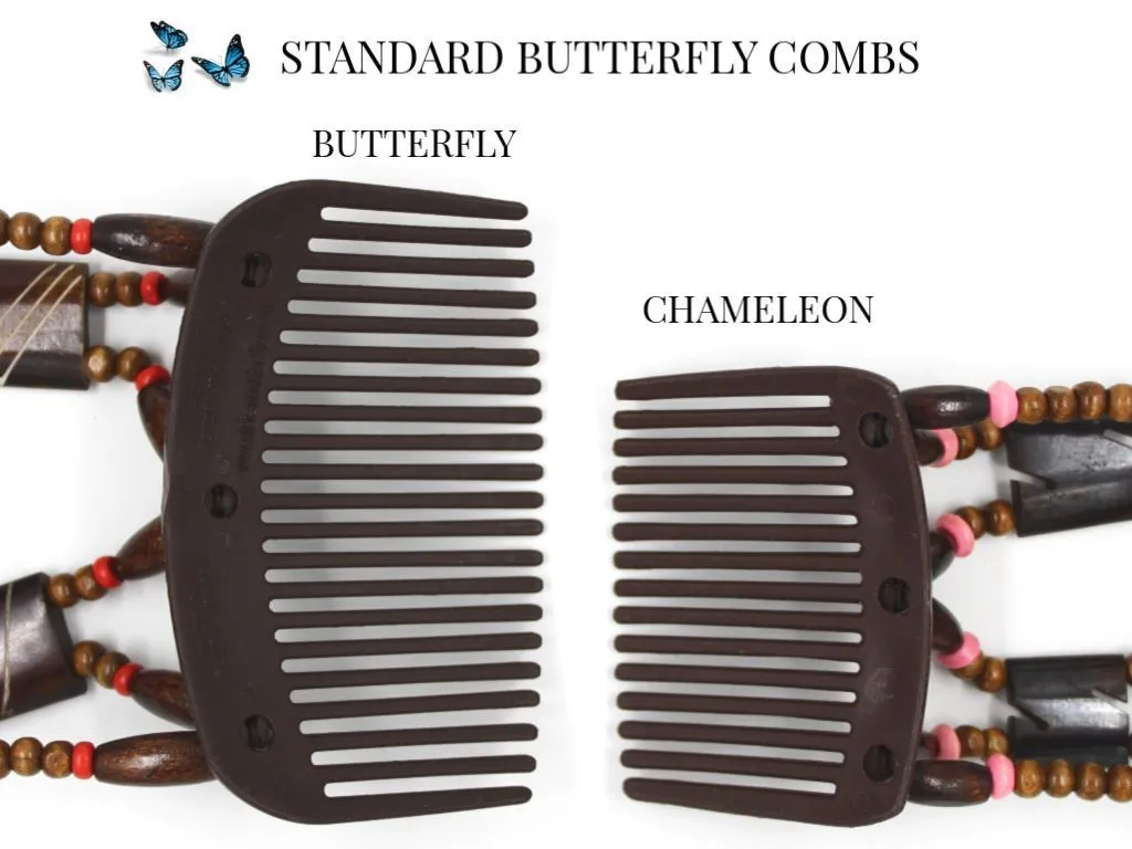 African Butterfly Hair Comb - Beada Brown 191