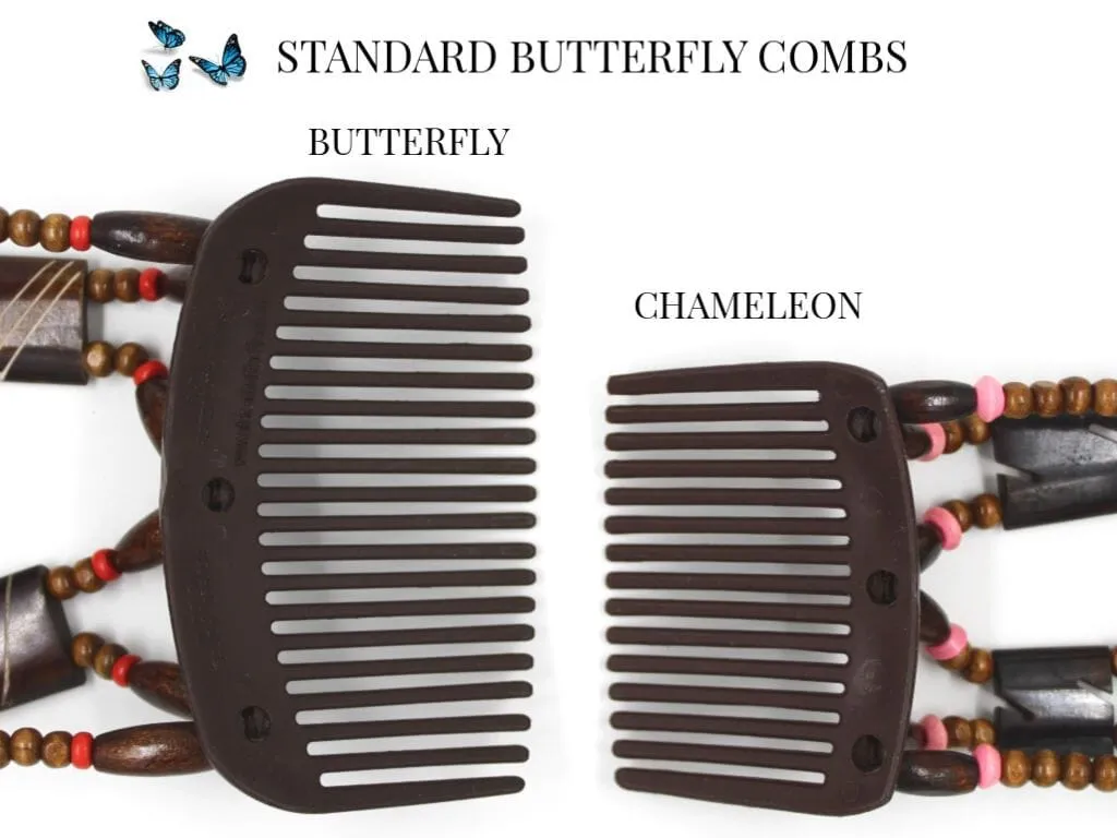 African Butterfly Hair Comb - Dupla Brown 150