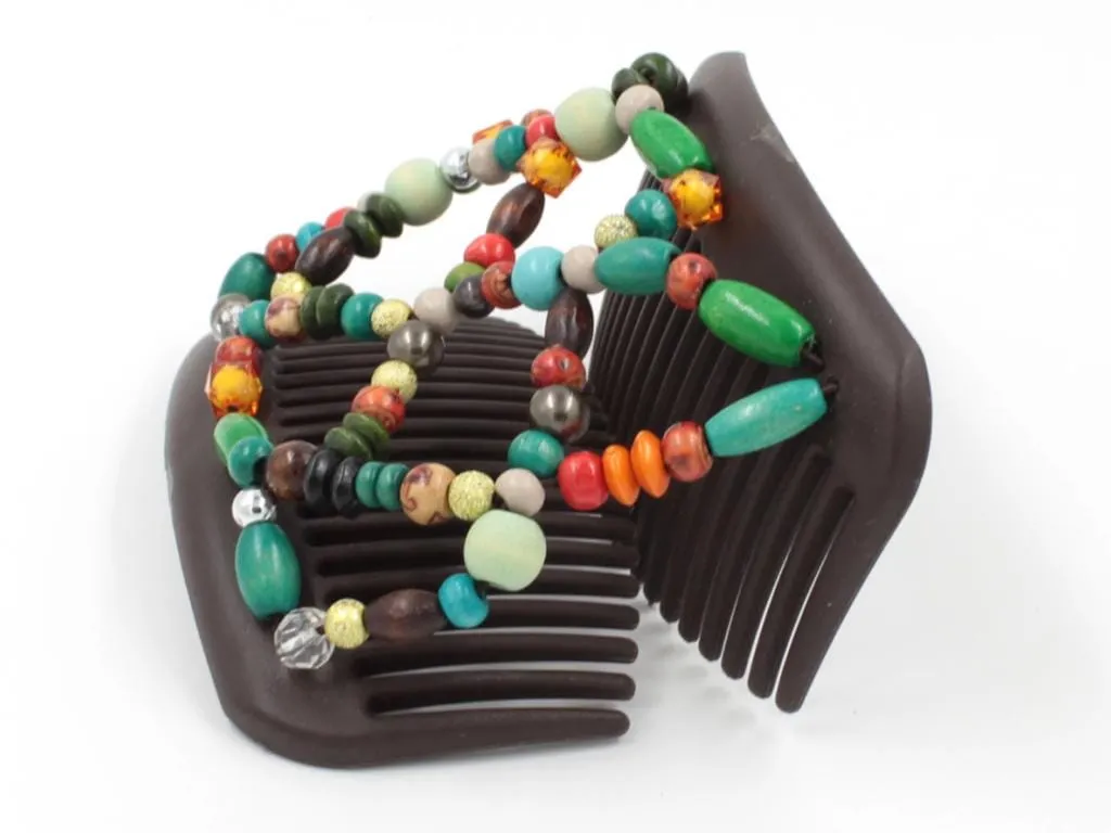 African Butterfly Hair Comb - Ndebele Brown 124