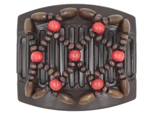 African Butterfly Thick Hair Comb - Ndebele Brown 155