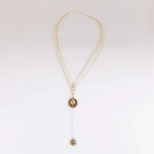 Angels Whisper Letitia Pearl Long Necklace in Gold