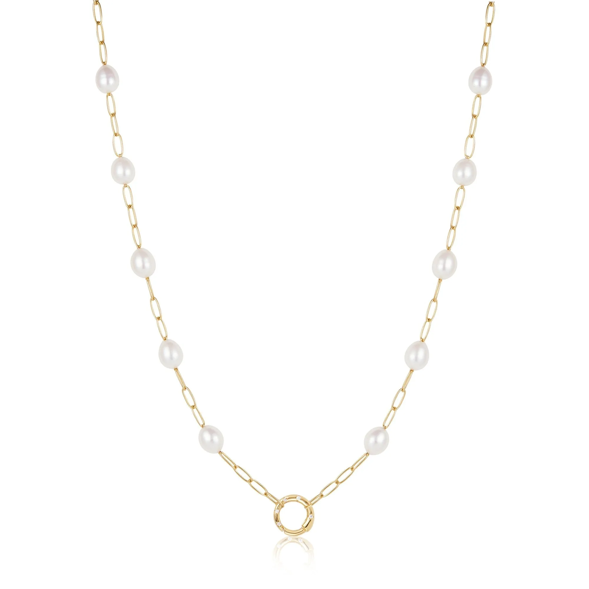 Ania Haie Gold Pearl Chain Charm Connector Necklace N055-03G