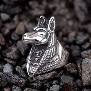 Anubis Sterling Silver Egyptian Mythology Ring