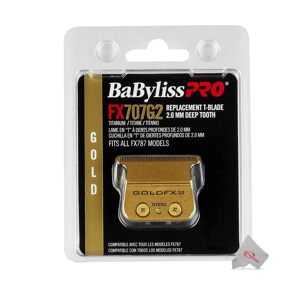 BaByliss Pro LIMITEDFX Collection Trimmer and Double Foil Shaver FXDUOFS2TG with Babyliss Pro Gold FX707G2 Replacement Deep Tooth T-Blade 2.0MM   9" and 7.5" Comb