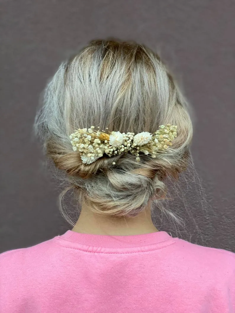 Beige wedding hair comb Bridal flower comb natural hair comb for bride Ear of wheat flower comb Ivory bridal comb Magaela accessories