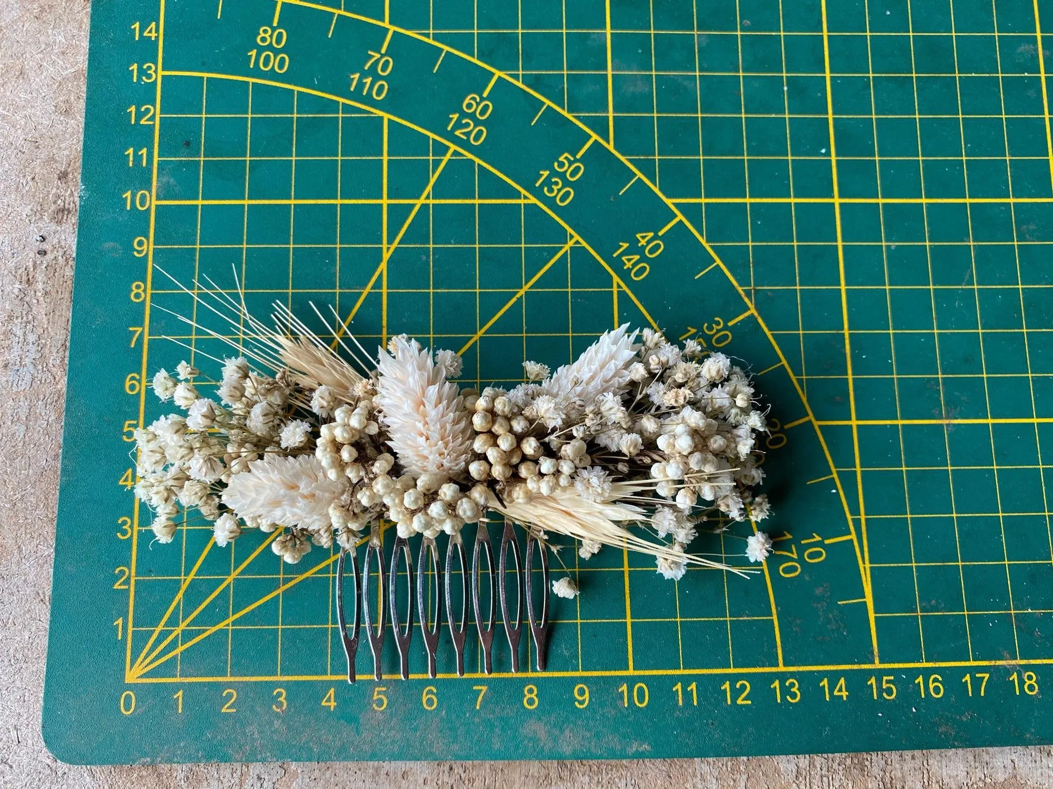 Beige wedding hair comb Bridal flower comb natural hair comb for bride Ear of wheat flower comb Ivory bridal comb Magaela accessories