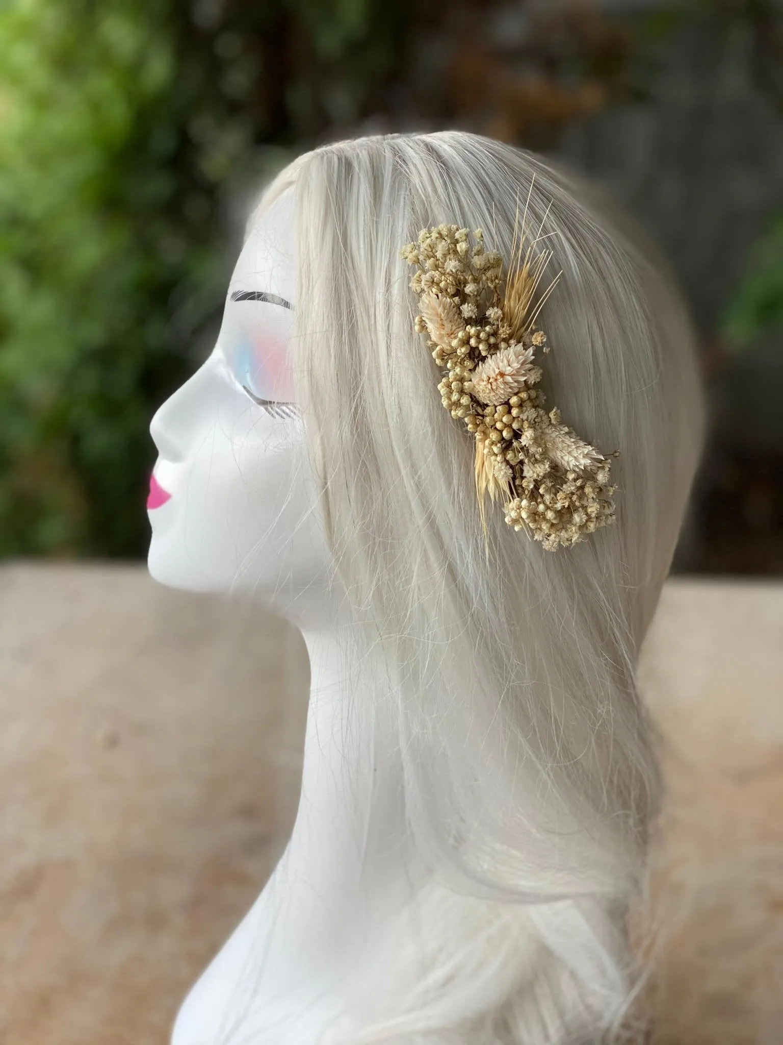 Beige wedding hair comb Bridal flower comb natural hair comb for bride Ear of wheat flower comb Ivory bridal comb Magaela accessories