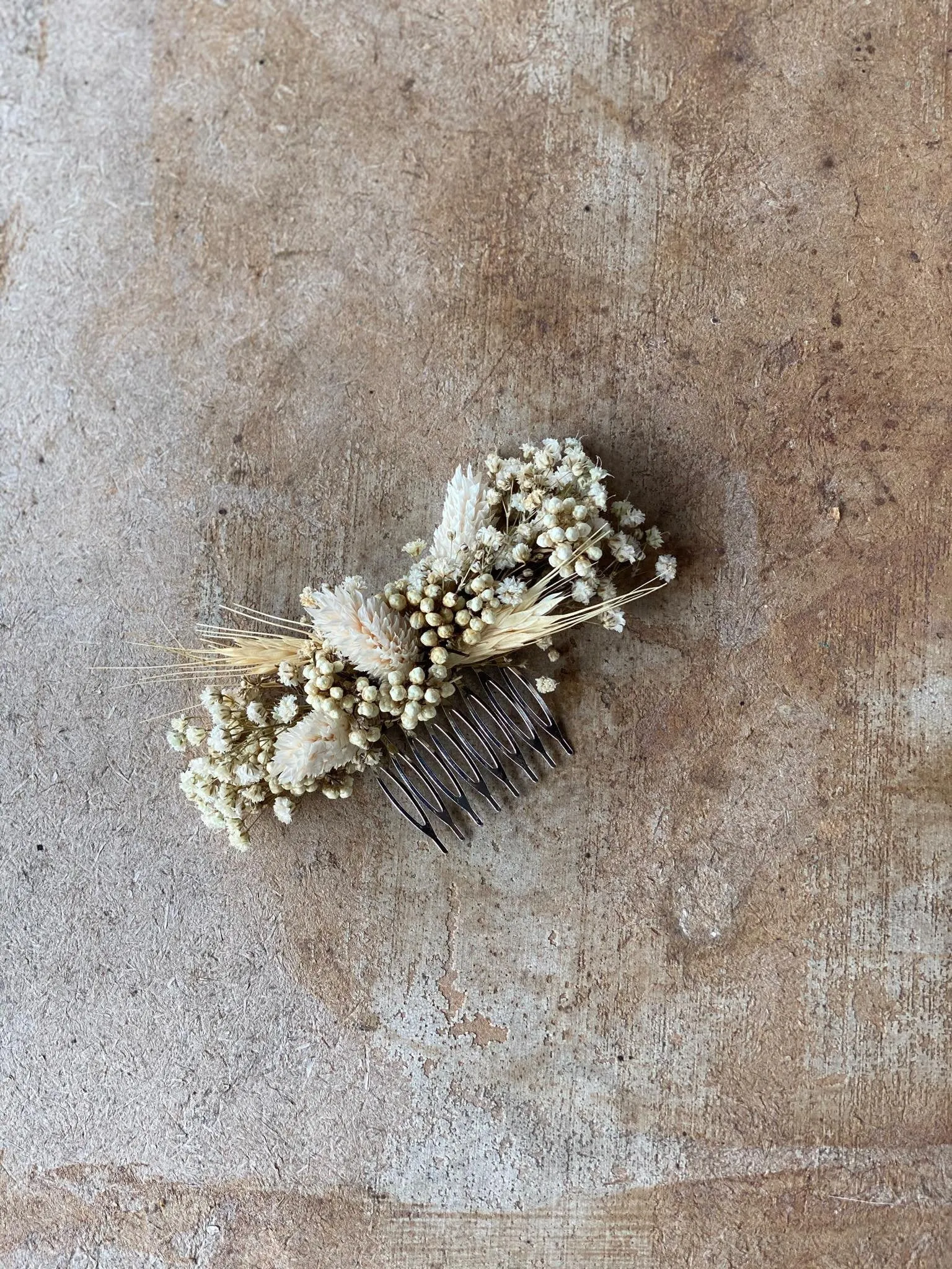 Beige wedding hair comb Bridal flower comb natural hair comb for bride Ear of wheat flower comb Ivory bridal comb Magaela accessories