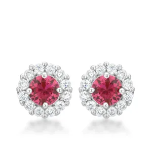 Belle Pink Rose Halo Stud Earrings | 2ct