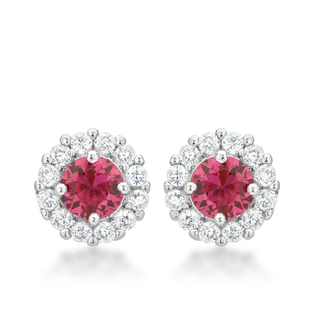 Belle Pink Rose Halo Stud Earrings | 2ct