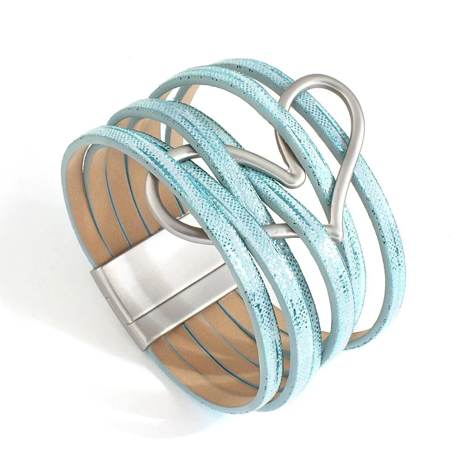 'Big Heart' Charm Cuff Bracelet - blue