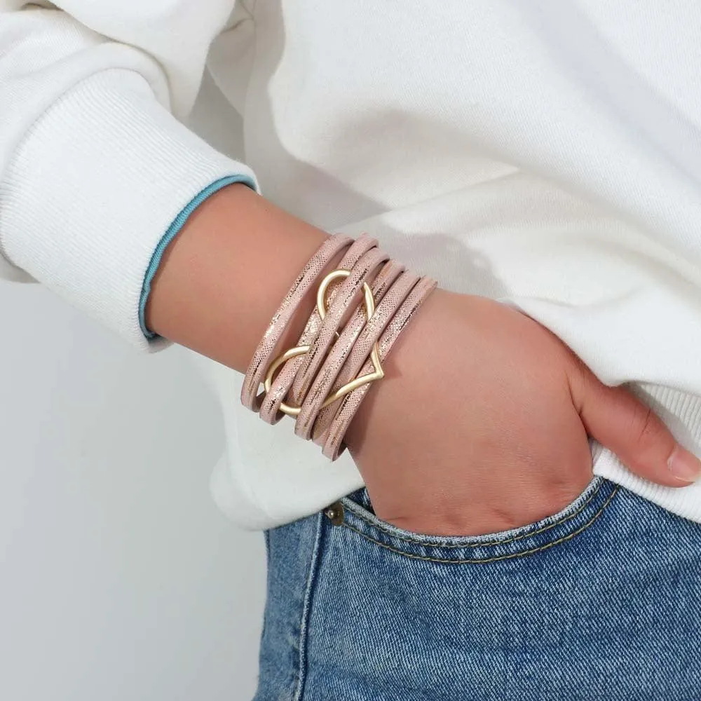 'Big Heart' Charm Cuff Bracelet - leo