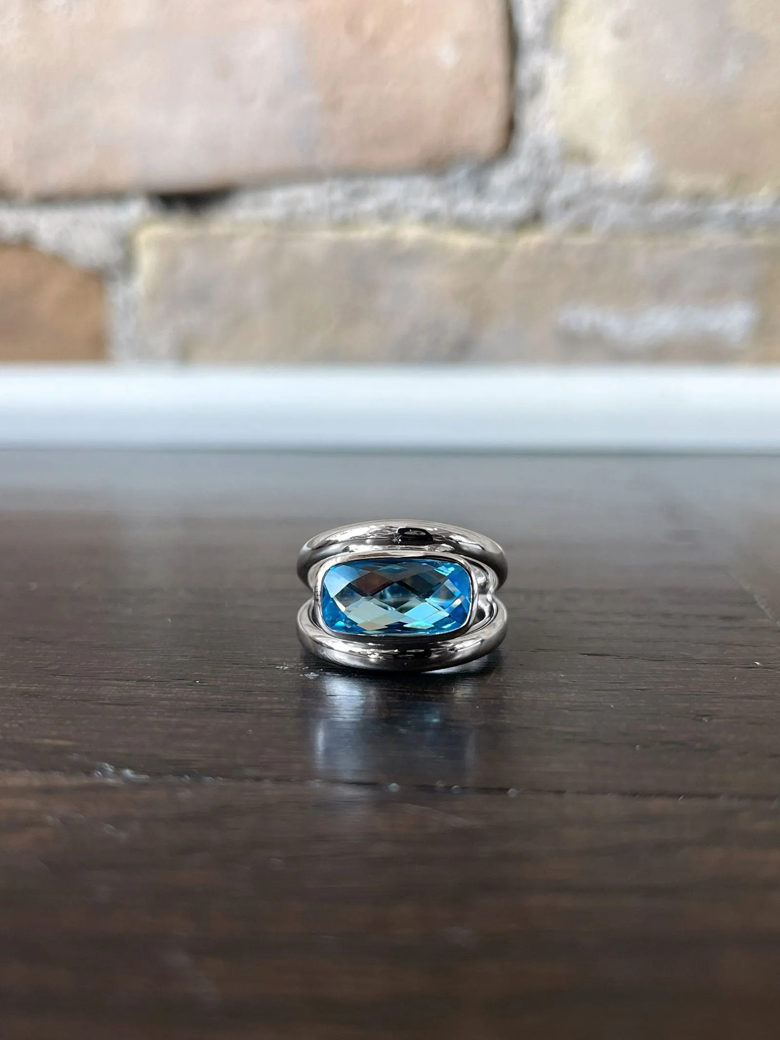 Blue Topaz Chain Ring