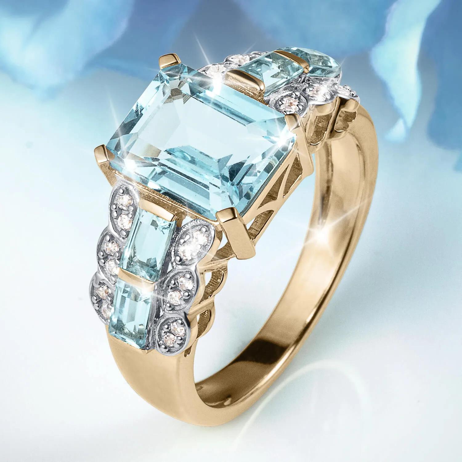 Blue Topaz Spray Ring