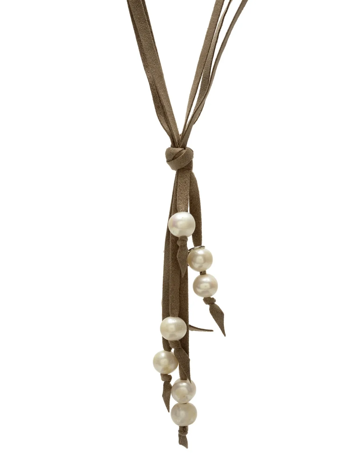 Camilla suede necklace - taupe/white