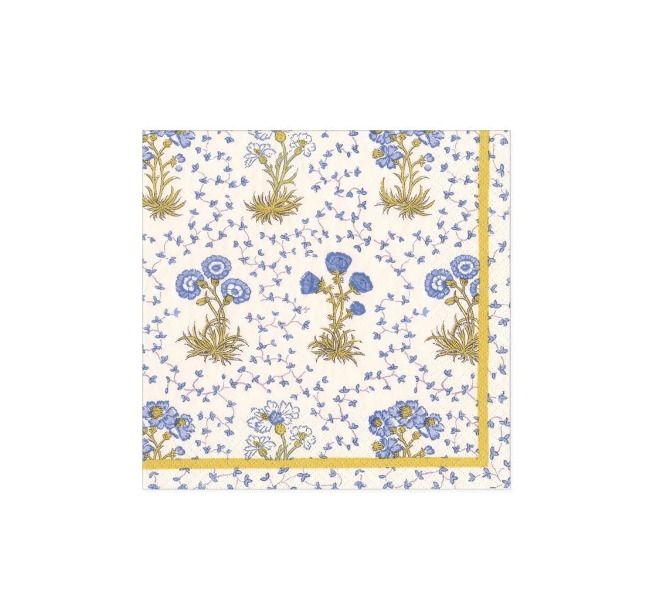 Caspari blue block print floral cocktail napkins