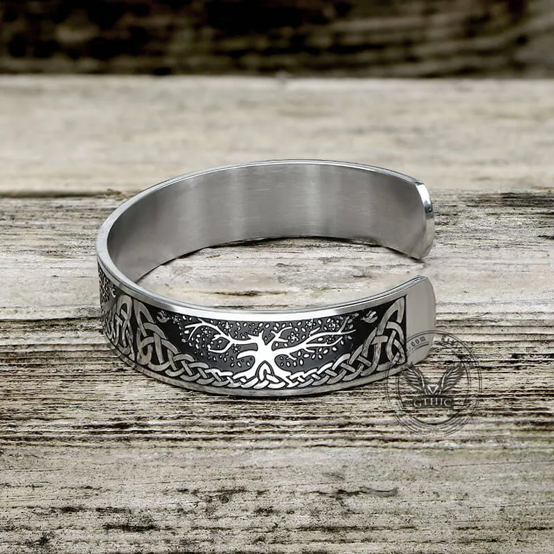 Celtic Knot Yggdrasil Stainless Steel Viking Cuff Bracelet