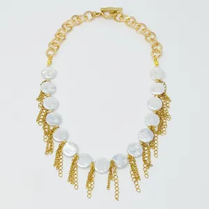 Chain Fringe Shell Pearl Necklace