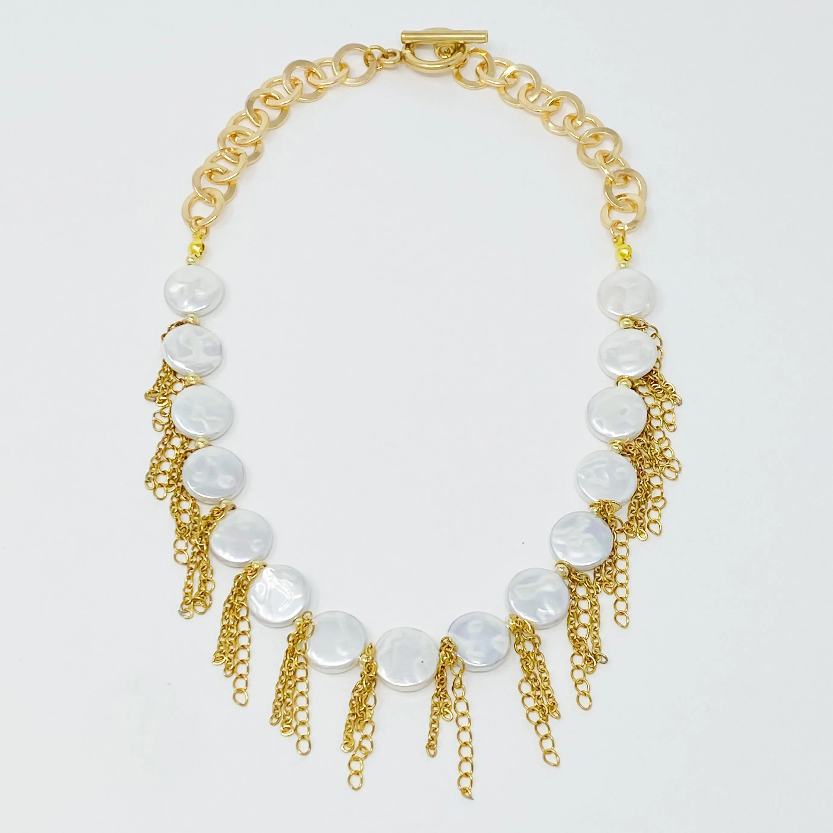 Chain Fringe Shell Pearl Necklace