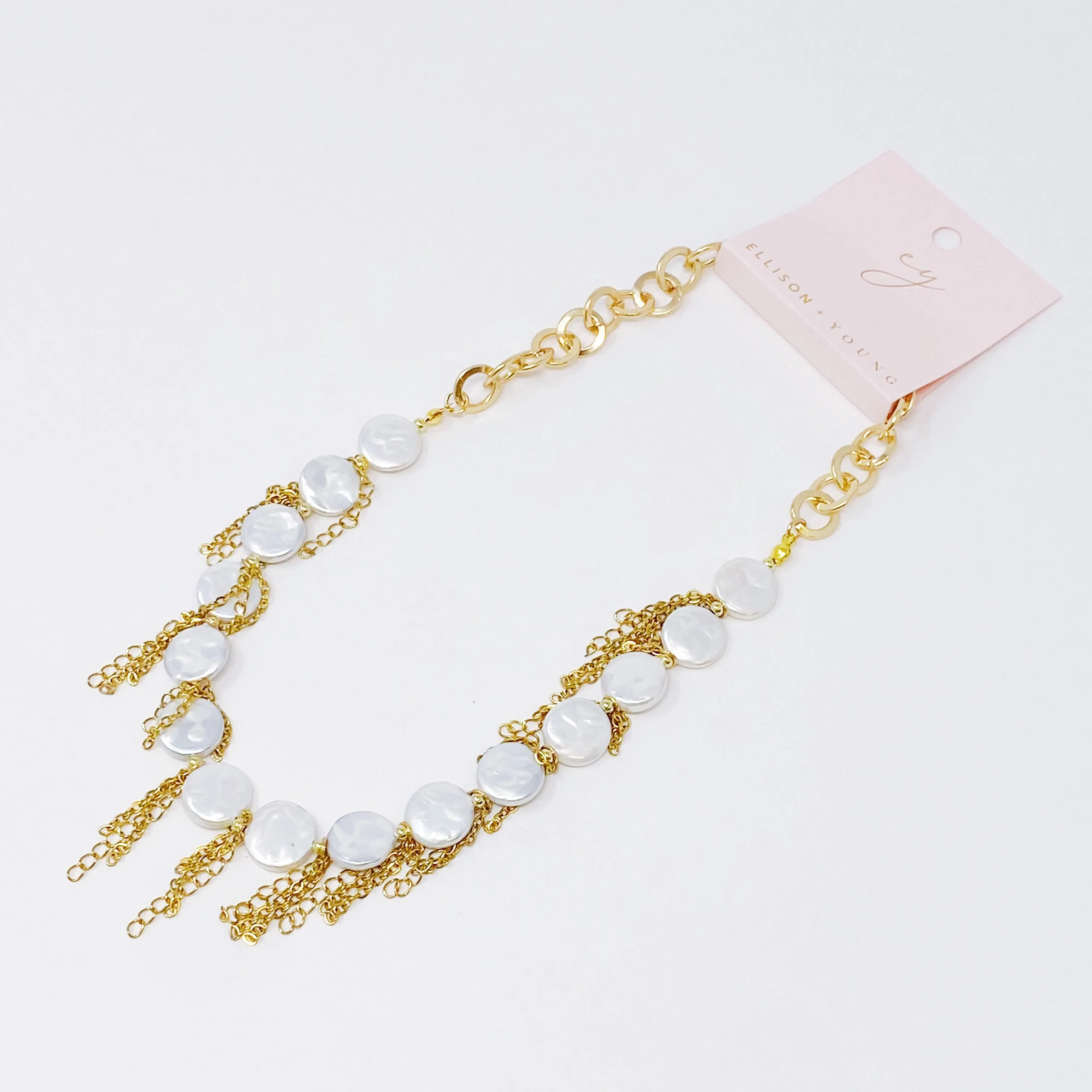 Chain Fringe Shell Pearl Necklace