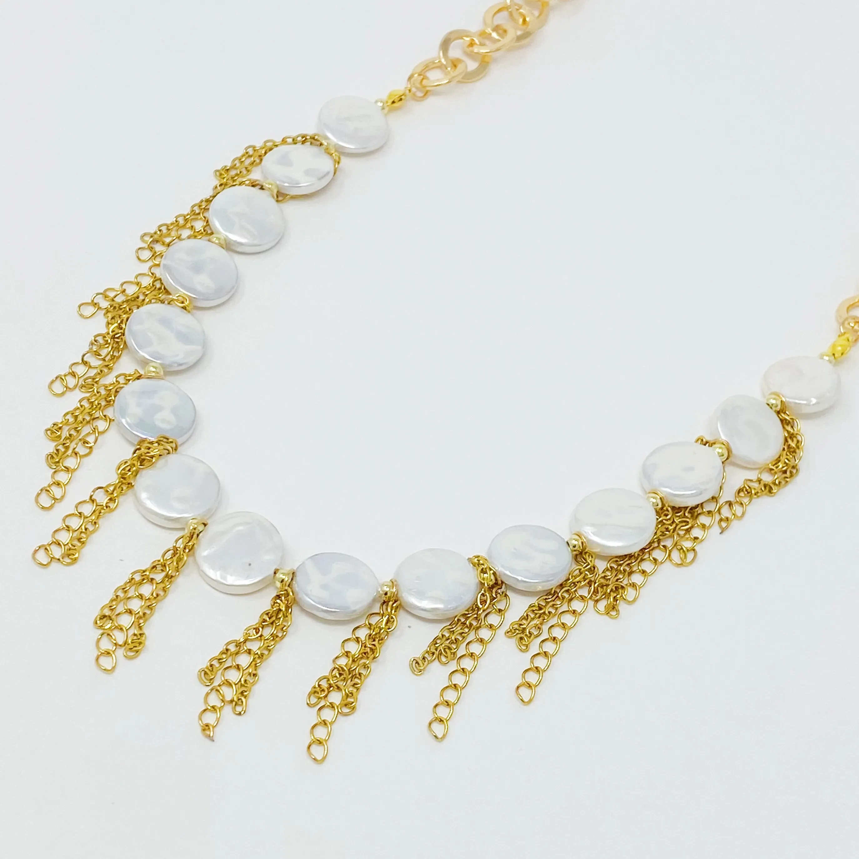 Chain Fringe Shell Pearl Necklace